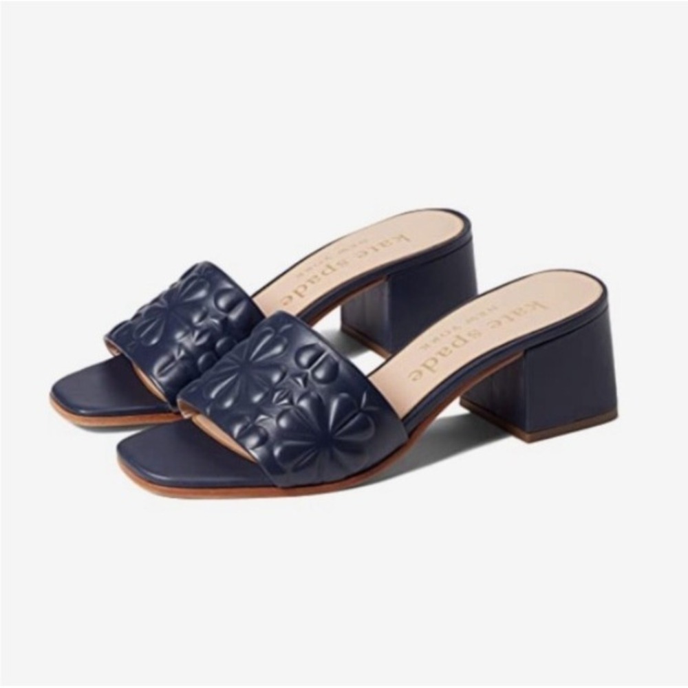 kate spade Navy Quilted Slide Sandals